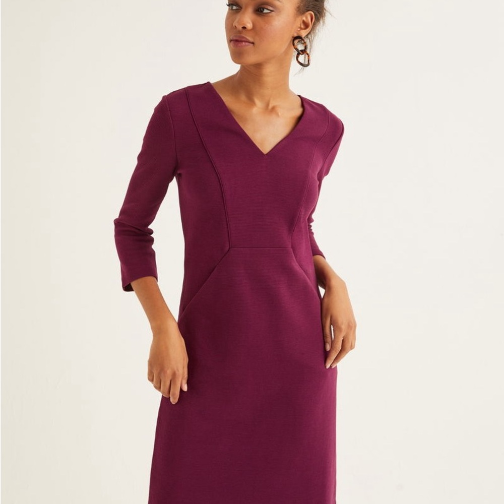 Boden Brontë Ottoman Sheath Dress – Maroon, Size 8L (Long) - Picture 11 of 11